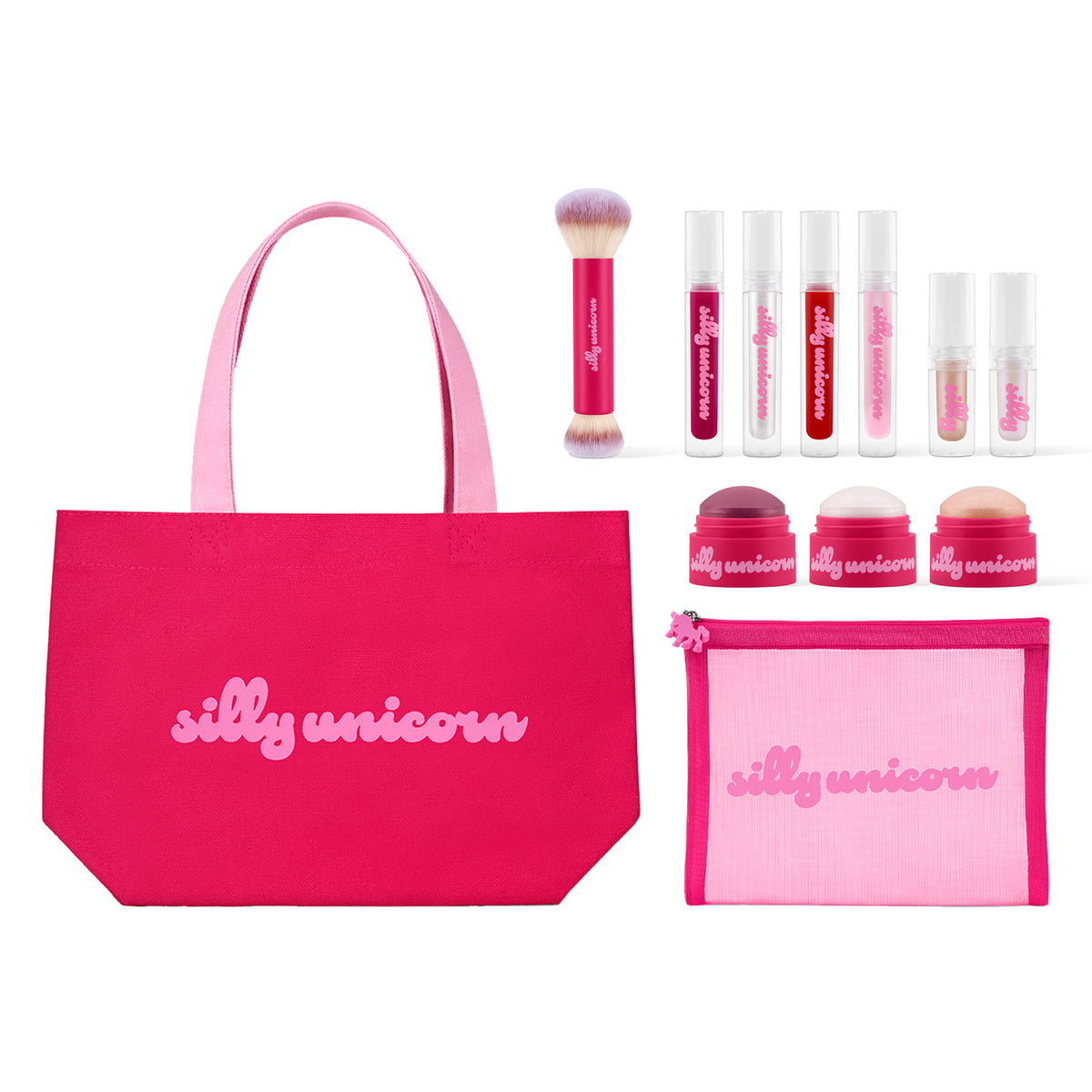 Silly Unicorn Everything Kit: all nine makeup shades, brush, pouch and Le Bag