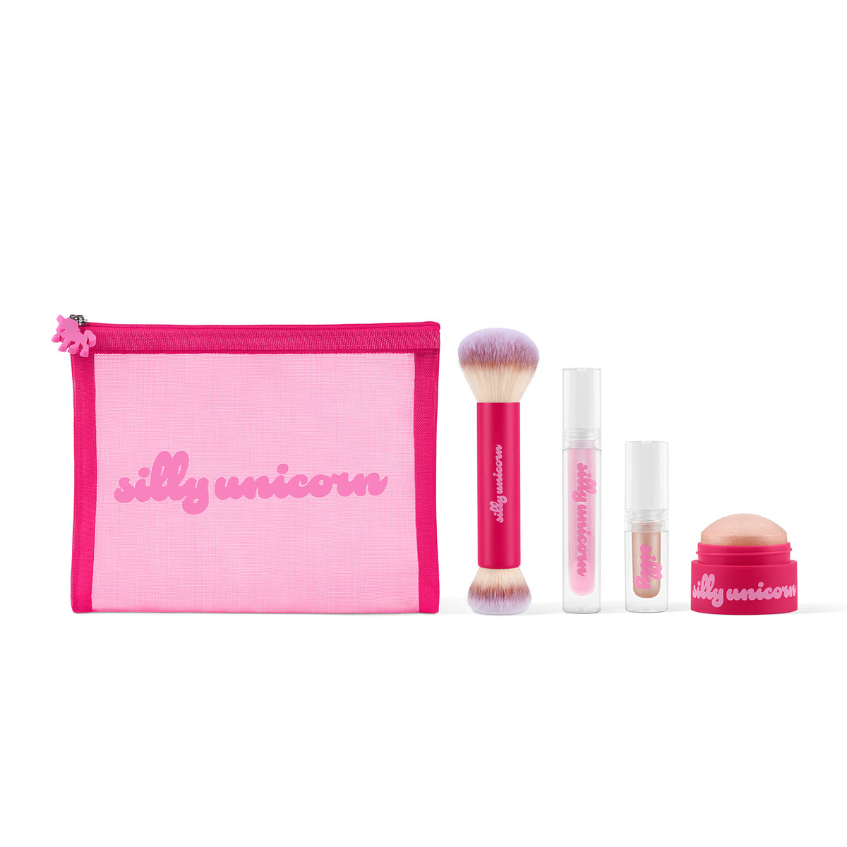 Silly Unicorn Starter Kit: Chouchou Eyes, Doudou Lips, Bonbon Cheeks, brush and pouch